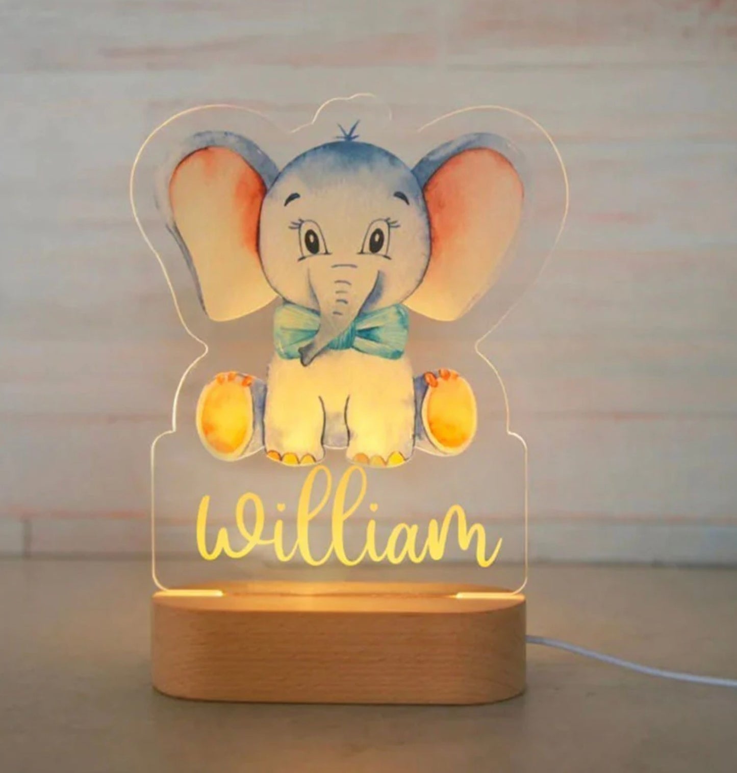 Personalisierbare Acryl Lampe Elefant